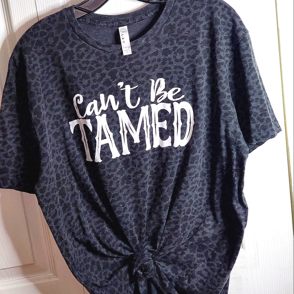 Grey Leopard Print Graphic Tee